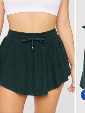 Fabletics Dark Green Cloud Jersey Flounce Skirt